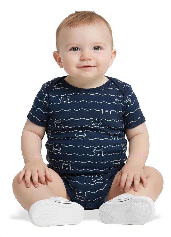 Body Ursinhos em Cotton Azul Marinho