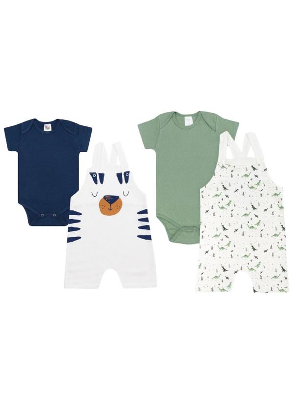 Kit 2 Conjuntos Jardineira e Body Multicolorido