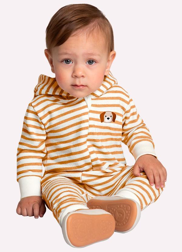Macacão Bebê Menino Listrado Amarelo