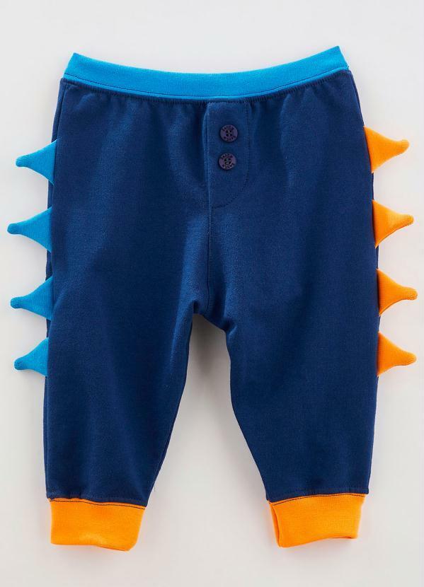 Calça Bebe Moletom Color Dino Azul