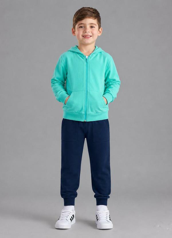 Calça de Moletom com Punho e Bolsos Marinho