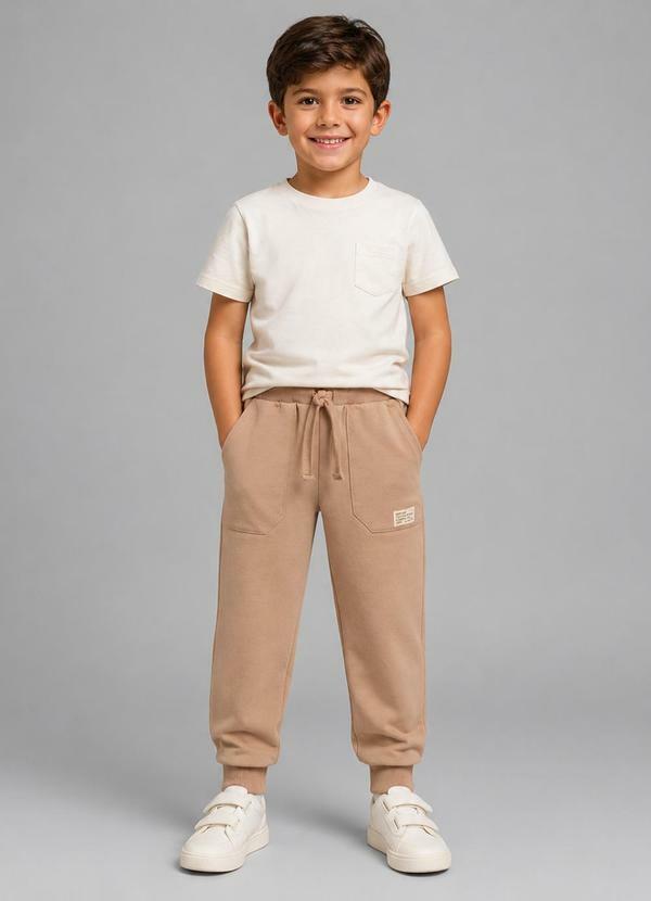 Calça Infantil Masculina Moletom Felpa Marrom