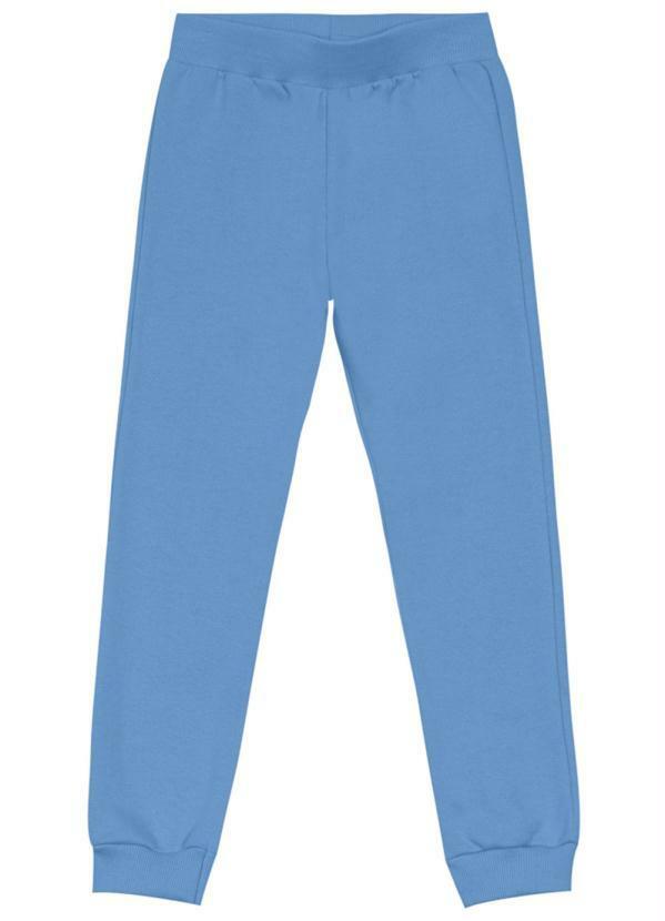 Vista 2 Calça Jogger Básica Infantil Menina Moletom Azul Brandili Brandili