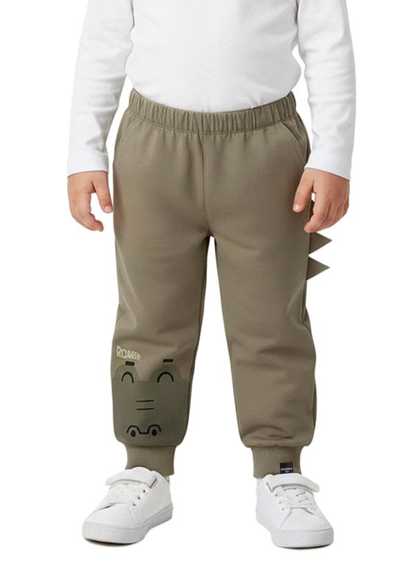Calça Jogger Crocodilo em Moletinho Verde Musgo