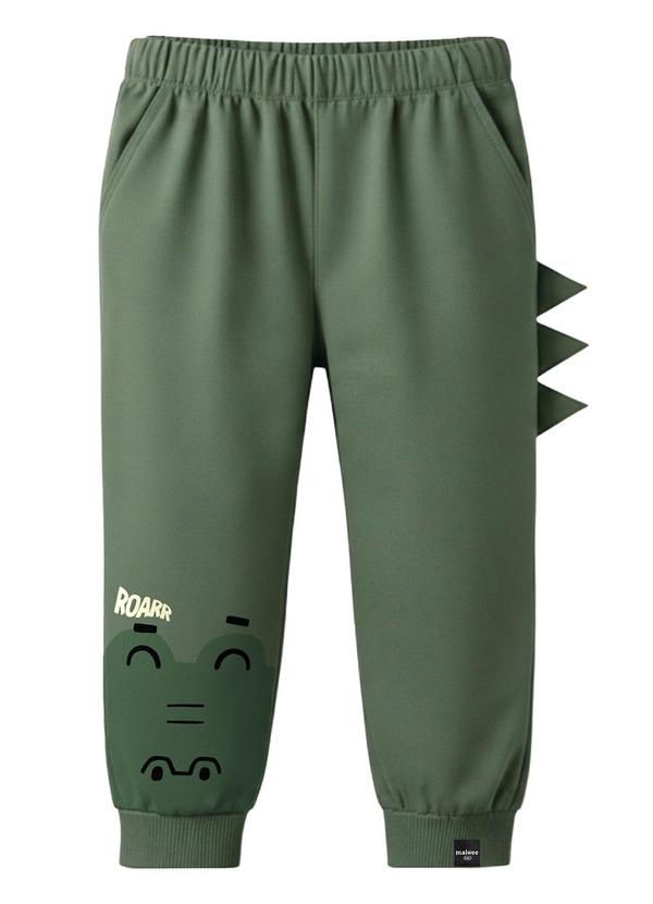 Calça Jogger Crocodilo em Moletinho Verde Oliva