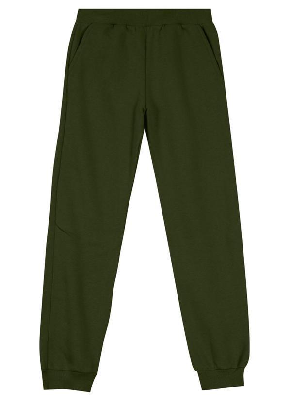 Vista 2 Calça Jogger Infantil Menino em Moletom Verde Brandili Brandili