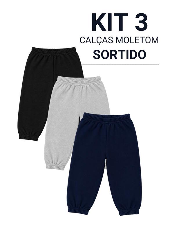 Kit 3 Calças de Moletom Infantil Menino Inverno