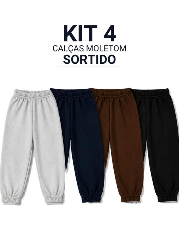 Kit 4 Calças de Moletom Infantil Menino Inverno