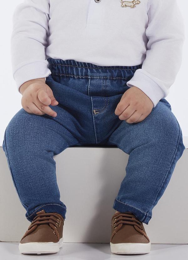 Calça Bebe Menino Jeans Moletom Azul