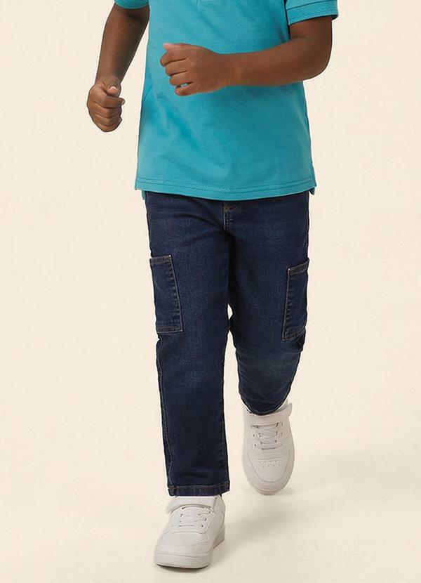 Calça Cargo Jeans Azul Escuro