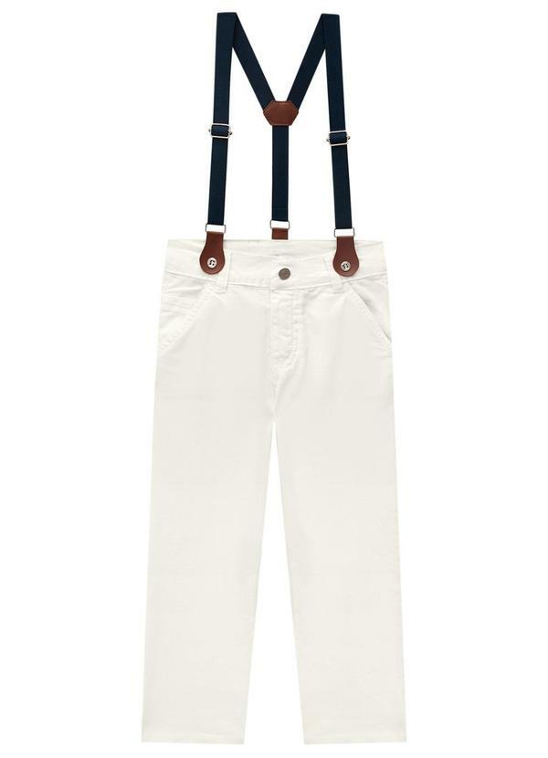Calça com Suspensório Infantil Menino Jeans Off W