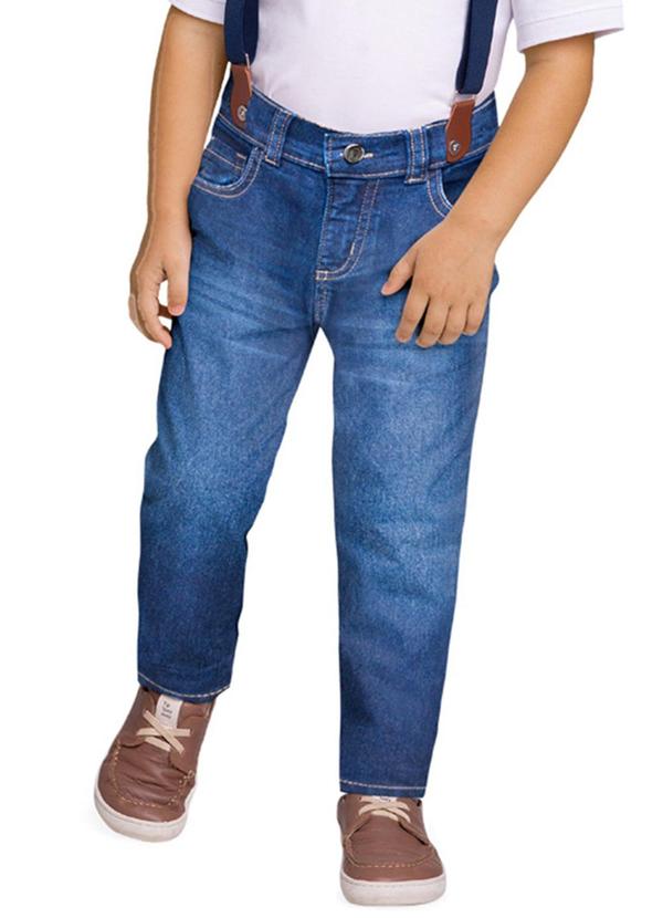 Calça com Suspensório Infantil Menino Jeans