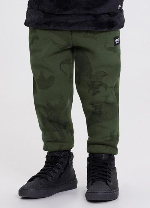 Vista 2 Calça de Moletom Estampada com Bolsos Verde Alakazoo Alakazoo