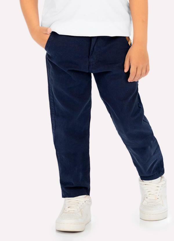 Calça em Sarja Marinho