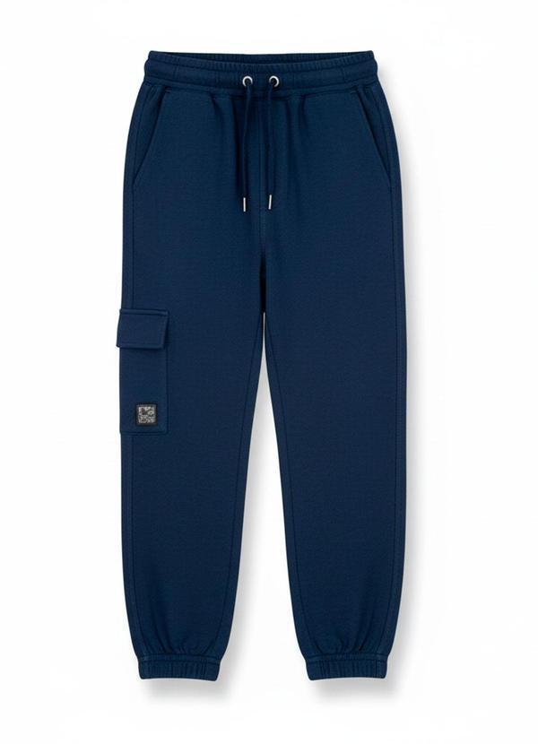 Calça Infantil com Bolso e Cordão Azul