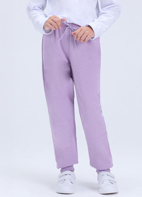 Calça Infantil de Moletom Algodão Avulsa Lilás