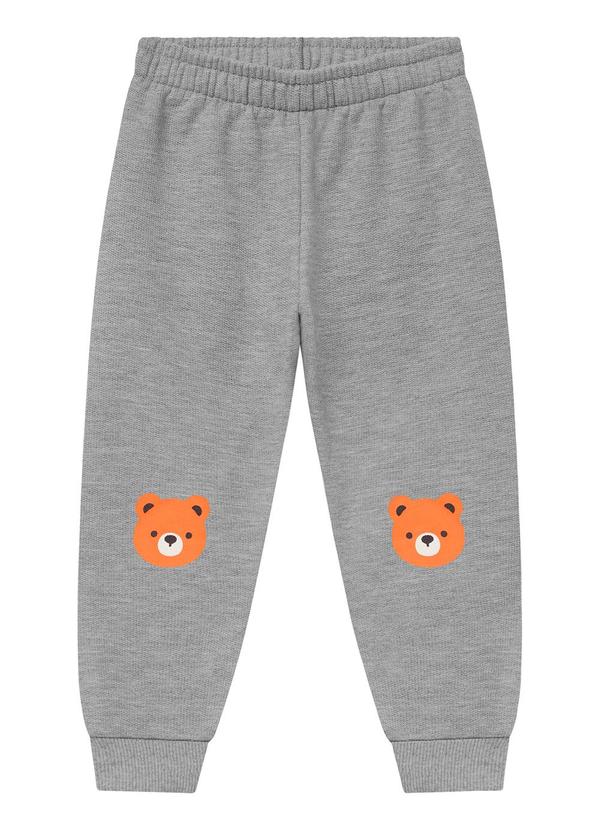 Vista 2 Calça Infantil em Moletom Cinza Duduka Duduka