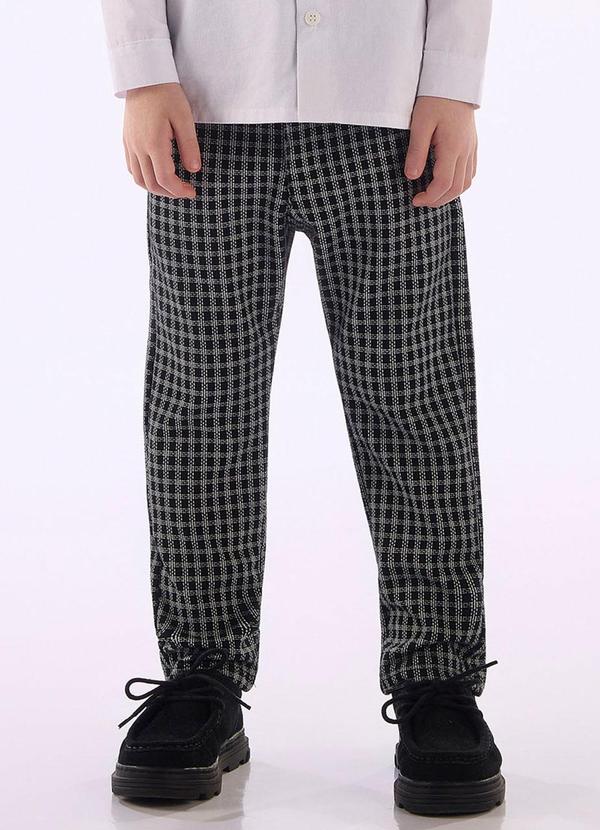 Calça Infantil Jacquard Pontilhado Preto
