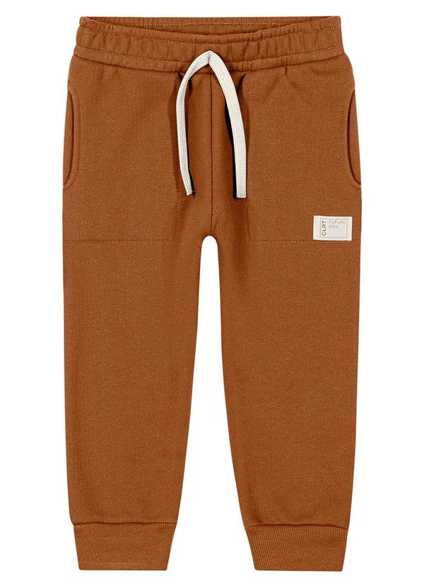 Calça Infantil Menino Moletom Piquê Marrom