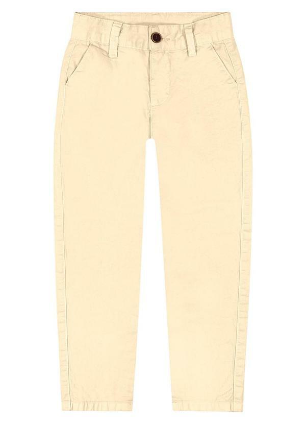 Calça Infantil Menino Sarja com Bolsos Bege