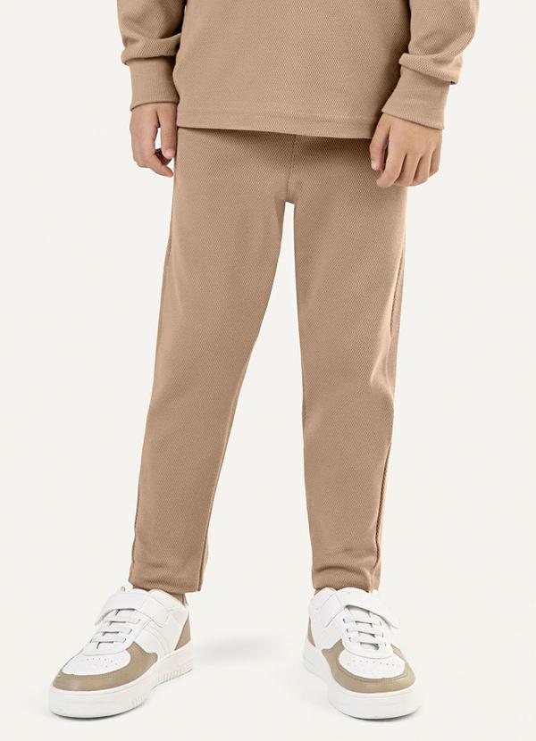 Vista 2 Calça Infantil Texturizada Cós Ajustável Marrom Colorittá Colorittá