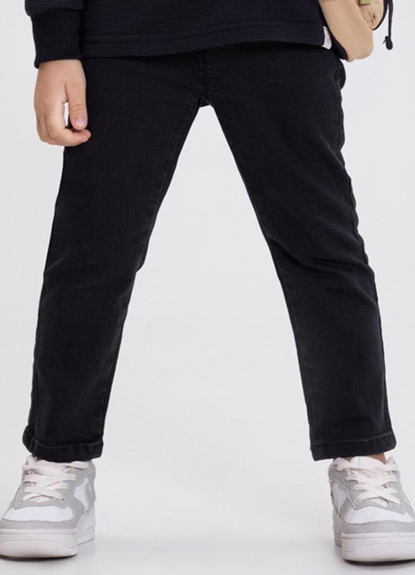Calça Jeans Skinny com Cintura Ajustável Preto
