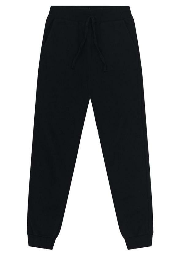 Vista 2 Calça Jogger Infantil Menino em Moletinho Preto Brandili Brandili