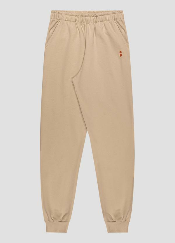 Calça Jogger Juvenil Masculina em Moletom Bege