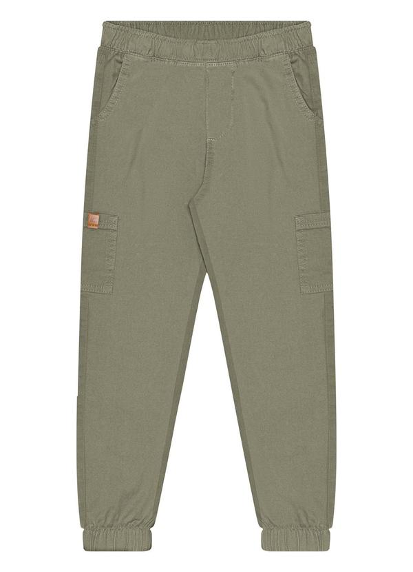 Vista 2 Calça Jogging de Sarja com Bolso Cargo Verde Alakazoo Alakazoo