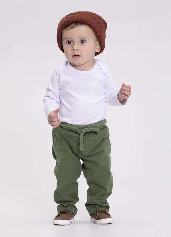 Vista 2 Calça Jogging Menino em Sarja com Elastano Verde Alakazoo Alakazoo