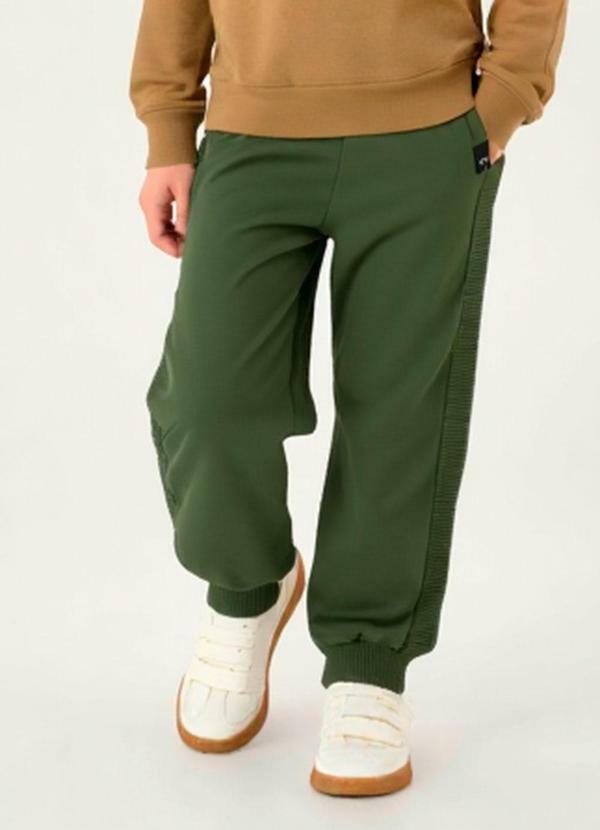 Calça Moletom sem Felpa e Malha Relevo Verde