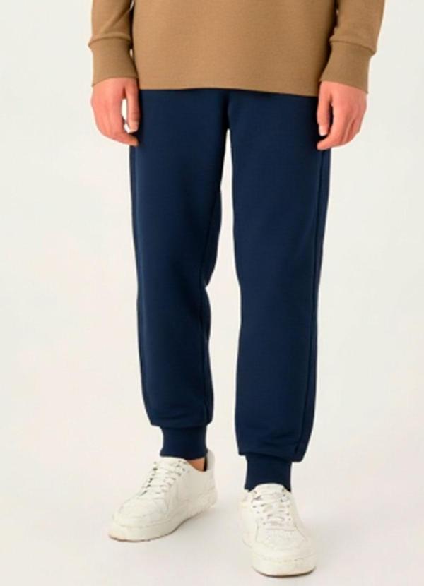 Calça Moletom sem Felpa Marinho
