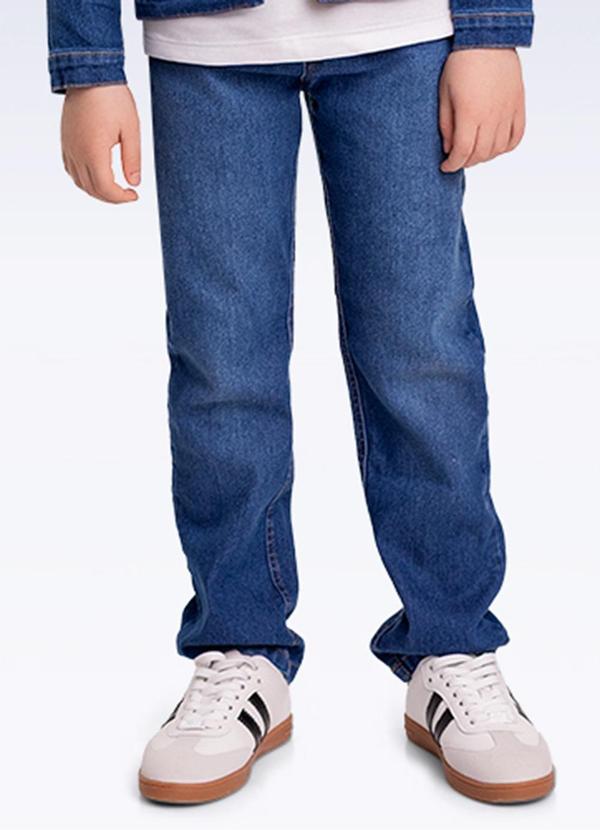 Calça Reta Jeans Azul