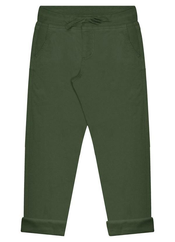 Vista 2 Calça Sarja Menino Jogger com Cadarço Verde