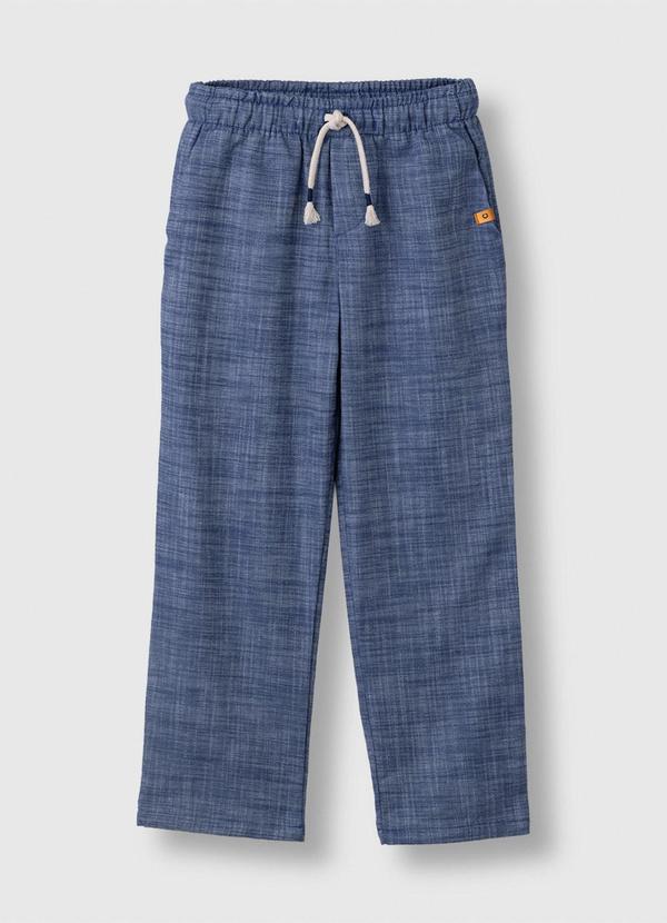 Calça Slim Maquinetado Azul Escuro
