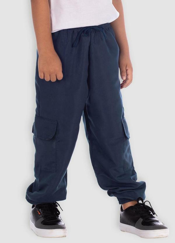 Vista 2 Calça Tactel Cargo Azul Turminha Turminha