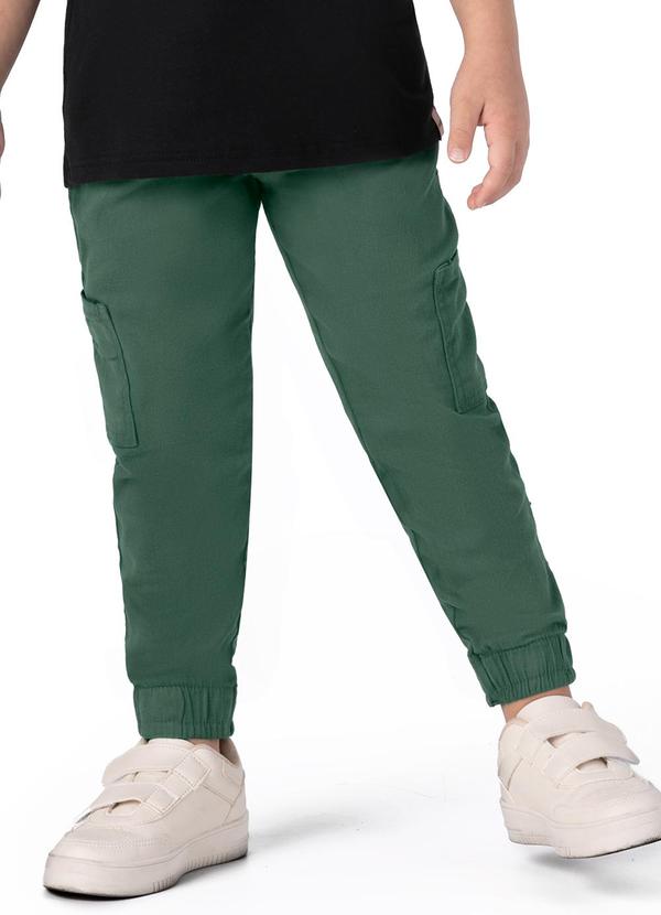 Vista 2 Calça Verde Esmeralda Jogger em Sarja Menino Malwee Kids Malwee Kids