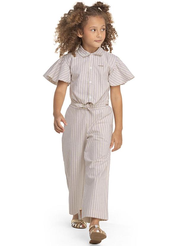 Calça Wide Leg Listrada Infantil Feminina Roxo