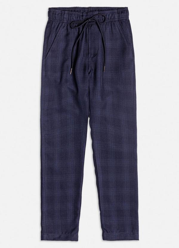 Calça Xadrez Azul Casual Azul