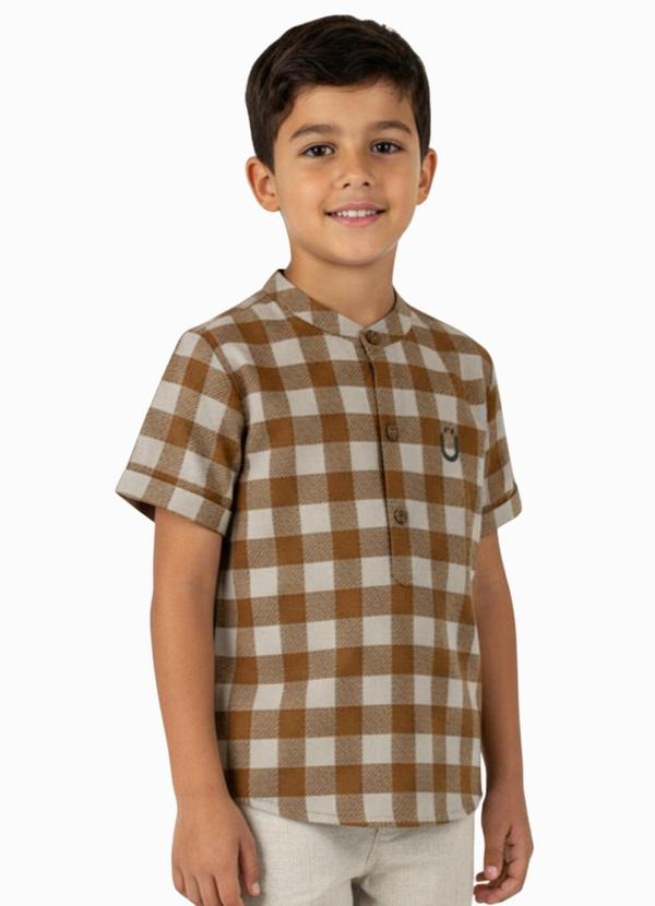 Vista 2 Bata Infantil em Algodão Xadrez Guloseima Laranja GULOSEIMA