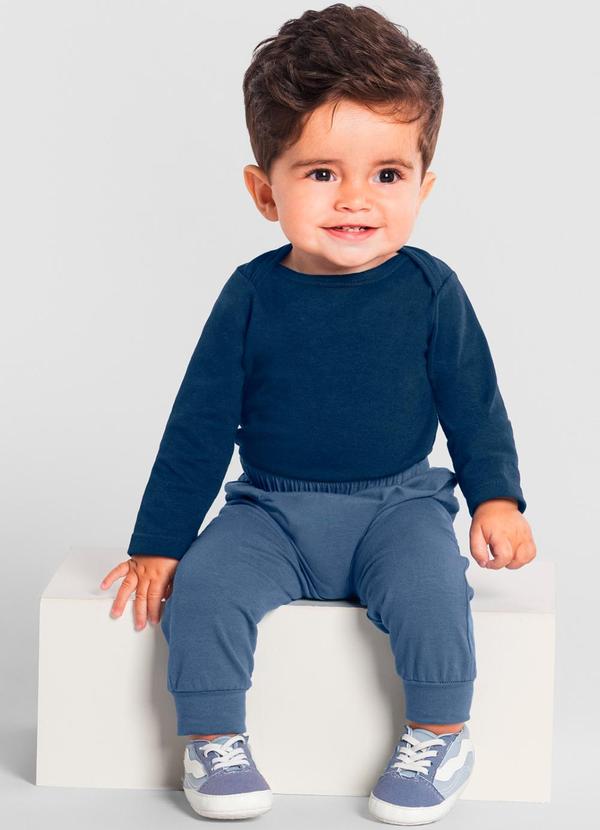 Vista 2 Body Bebê Unissex em Ribana Baby Azul