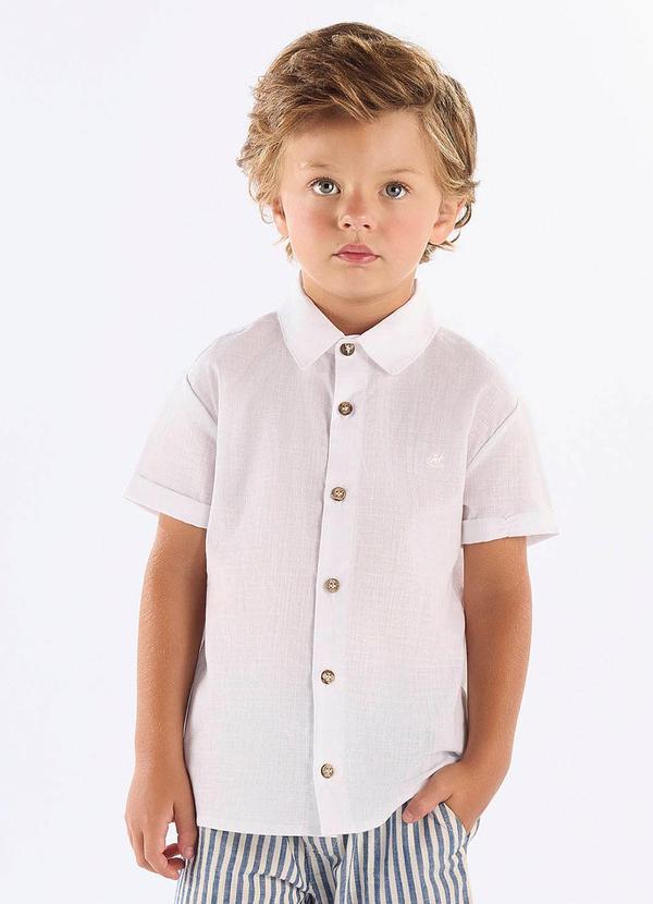 Vista 2 Camisa em Algodão Voil para Menino Up Baby Branco Up Baby