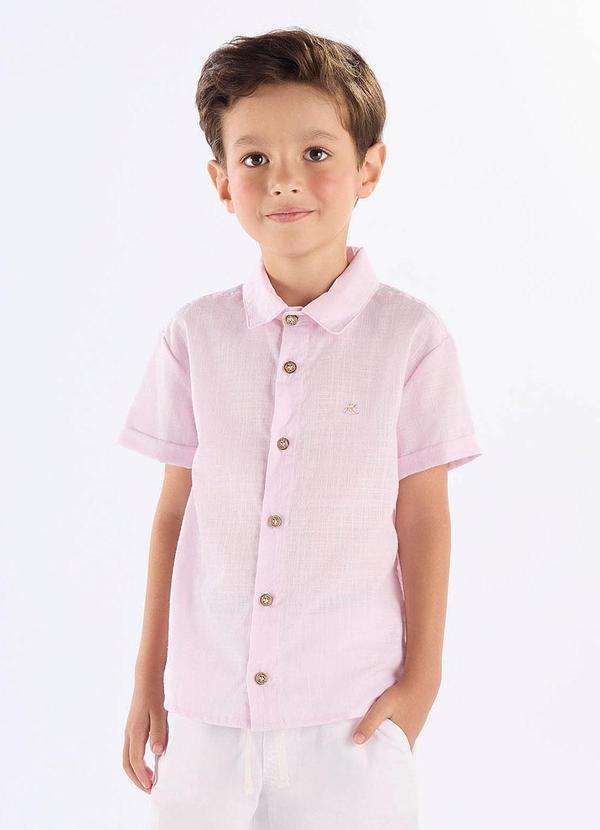 Vista 2 Camisa em Algodão Voil para Menino Up Baby Rosa Up Baby