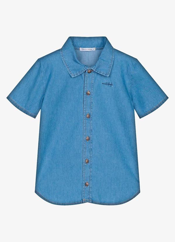 Camisa Infantil de Botão Azul