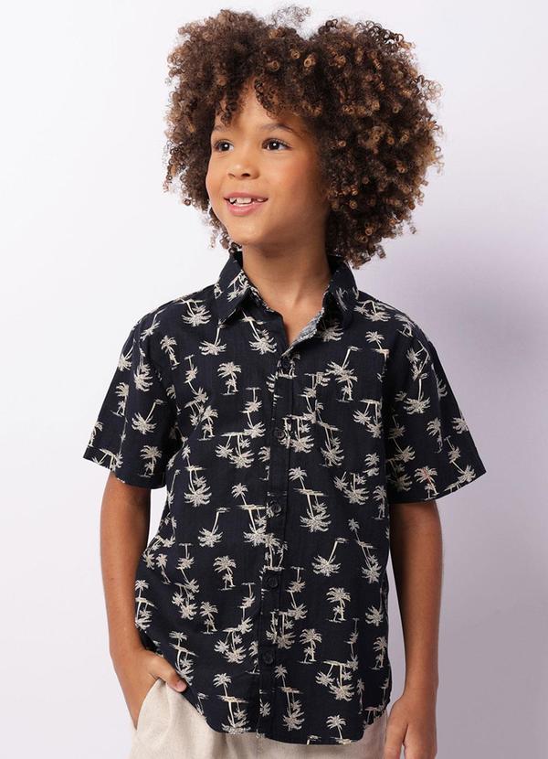 Camisa Infantil Estampa Tropical Marinho