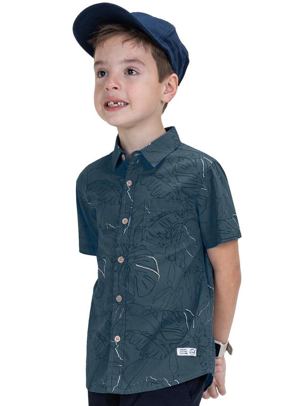 Vista 2 Camisa Infantil Estampada em Popeline Azul Trick Nick Trick Nick
