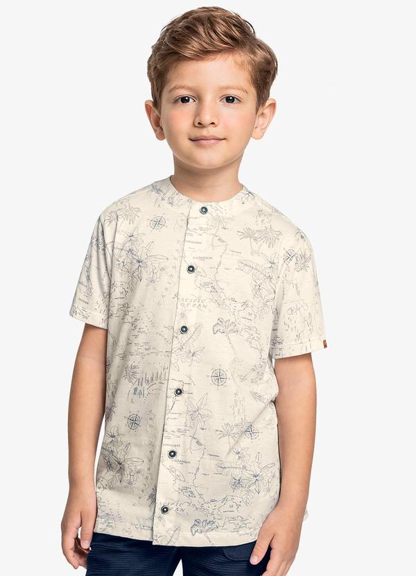 Vista 2 Camisa Infantil Estampada Bege Trick Nick Trick Nick