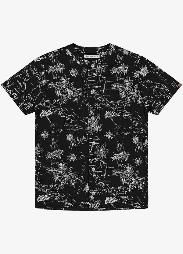 Vista 2 Camisa Infantil Estampada Preto
