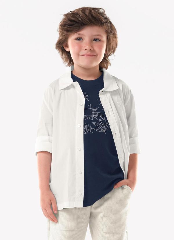 Camisa Infantil Manga Longa Masculina Bege