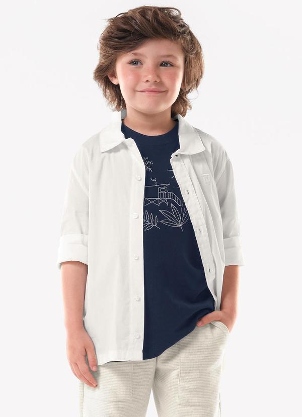 Camisa Infantil Manga Longa Masculina Bege